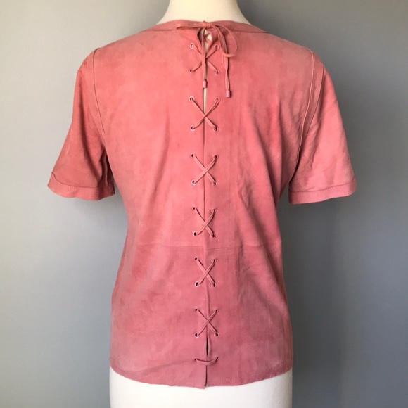 J Crew Suede Salmon Short Sleeve Top 8? - Picture 4 of 10